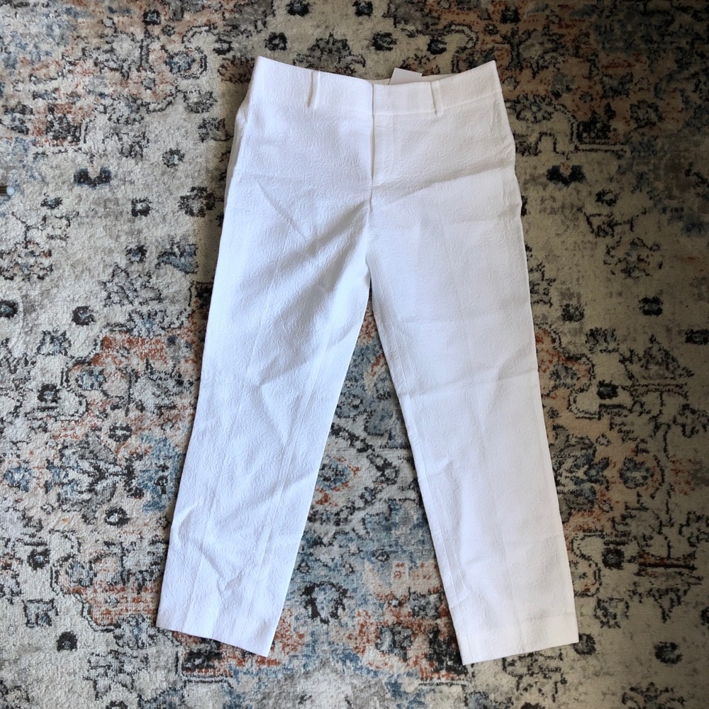 Club Monaco embroidered white trousers